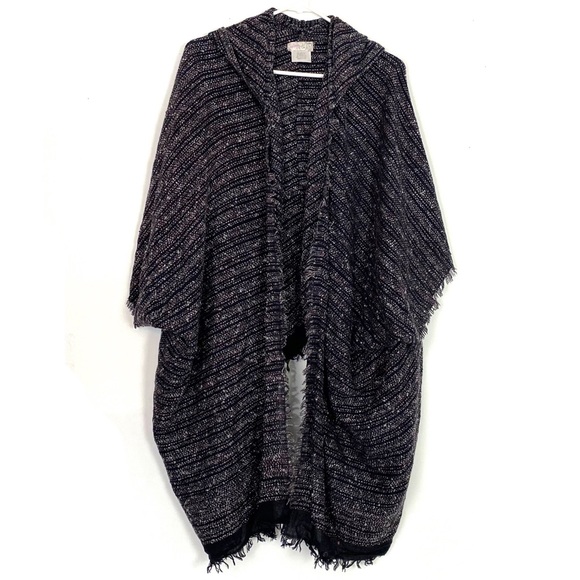EUC Free People Hooded Poncho Cardigan Wrap Jacket